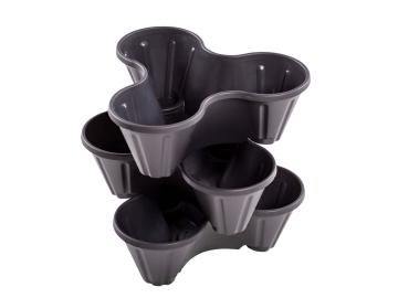 3er Set Blumentopf Pflanzturm Stapelbar Pflanztopf Hochbeet Säulentopf anthrazit