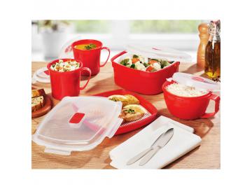 12 tlg. Mikrowellengeschirr Set Mikrowelle Topfset Töpfe Schüssel Becher Deckel