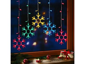 LED Lichterkette Schneeflocke Lichtervorhang Weihnachten Fensterdeko 50 LED´s