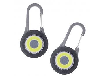 2x LED Sicherheitslicht Warnlicht Reflektor Karabiner Blinklicht 3 Funktionen