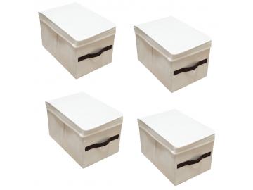 4er Set Aufbewahrungsboxen für Regal Faltboxen Kisten mit Deckel 38x24x25 cm