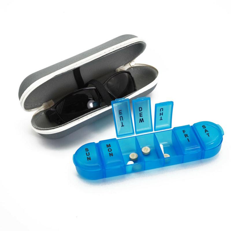 Brillenetui inklusive 7 Tage Pillendose Tabelttenbox Pillenbox Medikamentenbox