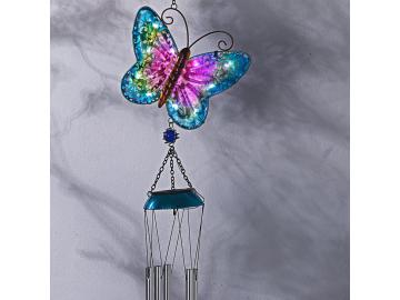 LED Solar Windspiel Klangspiel Schmetterling mit Klangröhren Haus Garten Deko