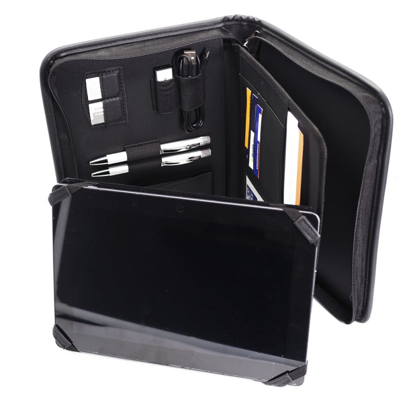 Tablet-Organizer A5 Tasche Hülle Mappe mit herausnehmbarem Tablet Halter schwarz